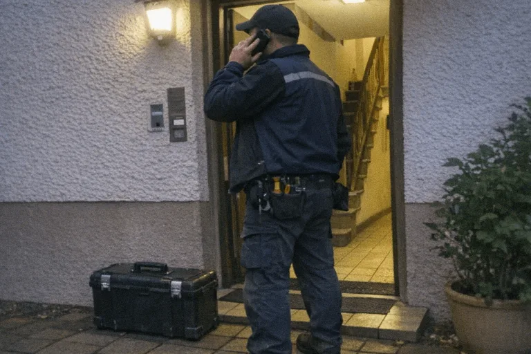 Elektriker-Notdienst-Techniker nimmt dringenden Anruf entgegen oder steht an Kundentür in Pforzheim & Umgebung.