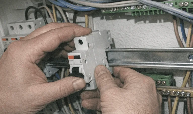 Sauber installierter Wohnungsverteiler mit übersichtlich beschrifteten Stromkreisen und Sicherungsautomaten.