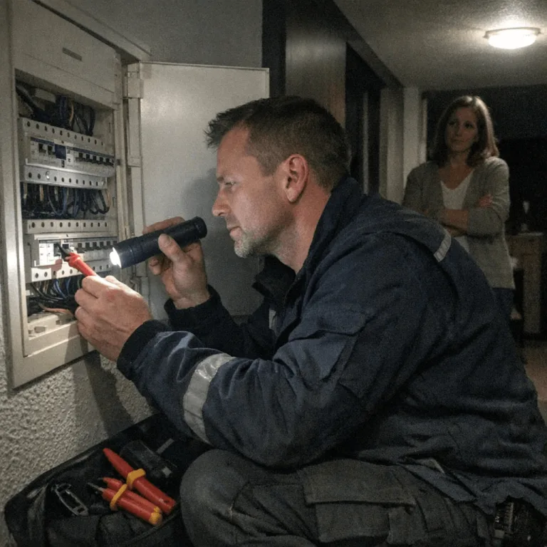 Nahaufnahme von professionellem Elektriker-Werkzeug und Messgeräten im Einsatz bei einer Reparatur